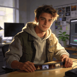Portrait of Branden Griffiths, video editor working with client projects