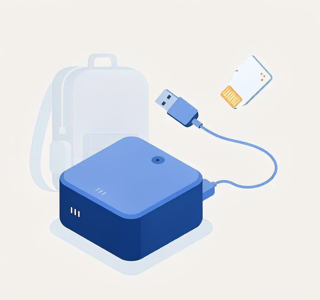 Battery-powered portable SSDs for backing up in the field
