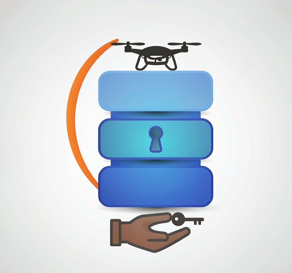 An aircraft binding layer that makes the drone itself the decryption key
