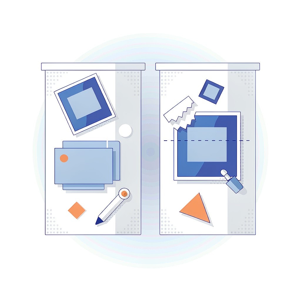 Recovering a file and repairing it shown as two separate hands of work