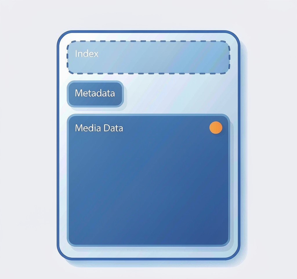 A video container complete in size yet missing the index that makes it play