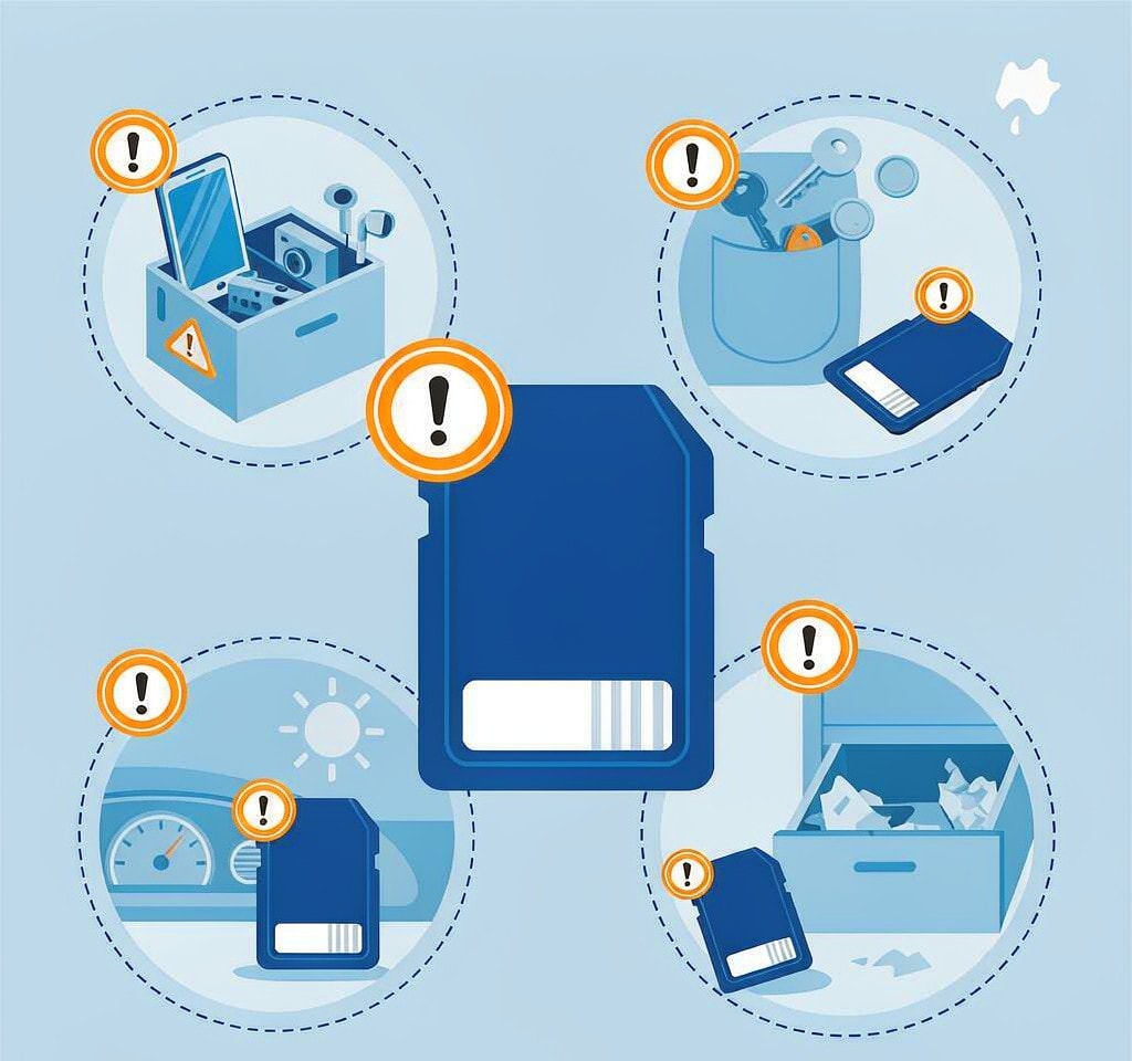 The places a memory card is most often damaged while stored outside a camera