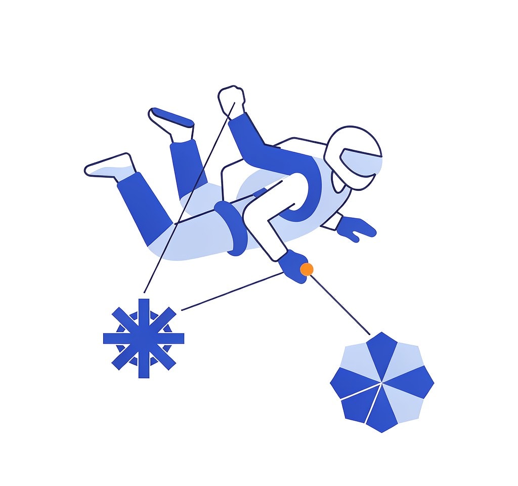 Two different failure modes set by where a skydiving camera is mounted